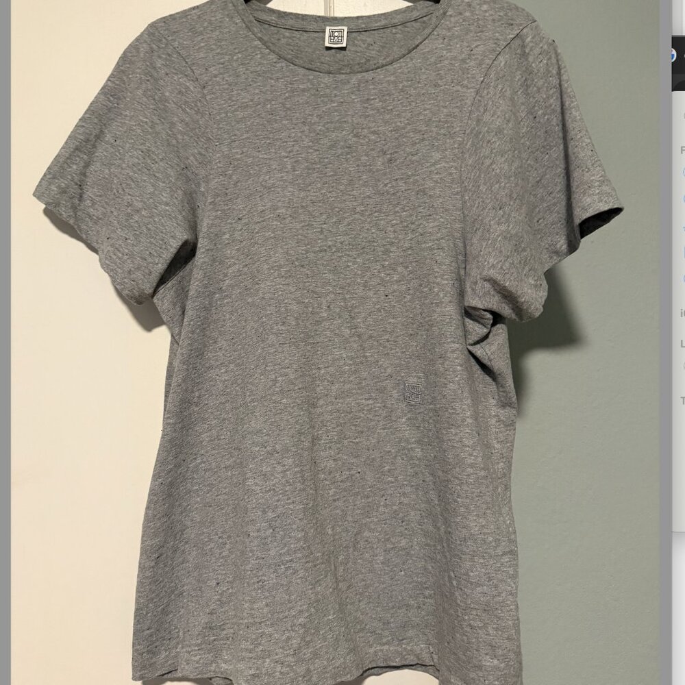 NEW Toteme Curved Seam Tee in Grey $140 Small Leset Cotton